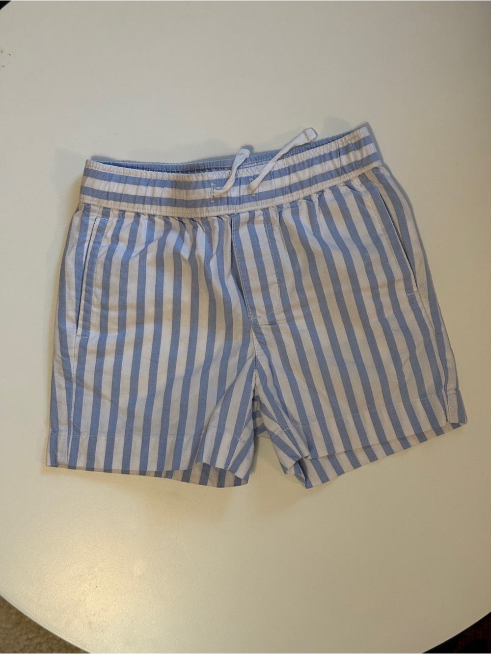 Janie and Jack Blue and White Striped Cotton Drawstring Shorts 2T